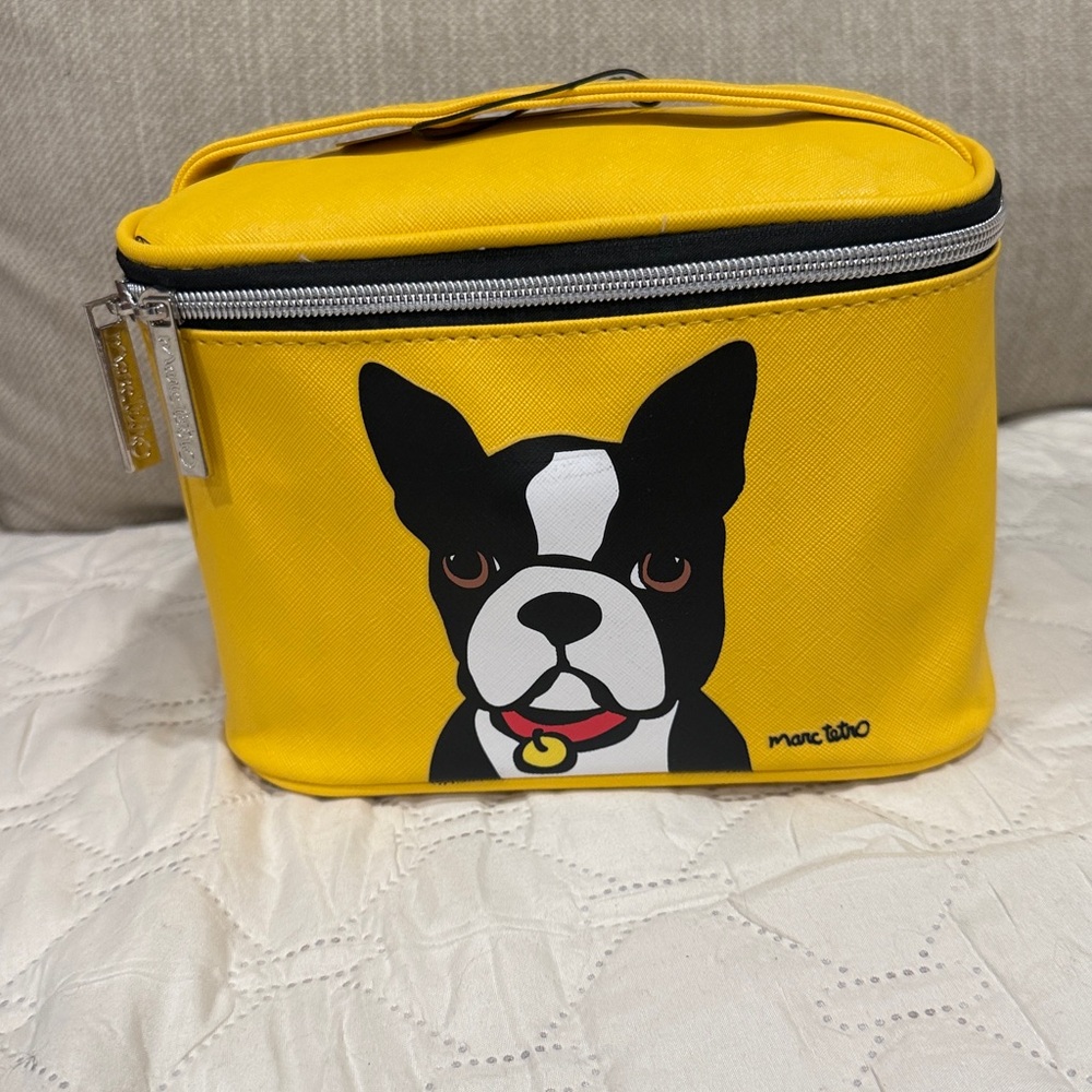 NWT Marc Tetro Black dog  yellow Beauty Bag